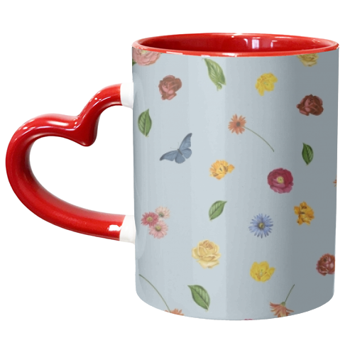 Botanical blue bouquet - unique mug by Frida Floral Studio