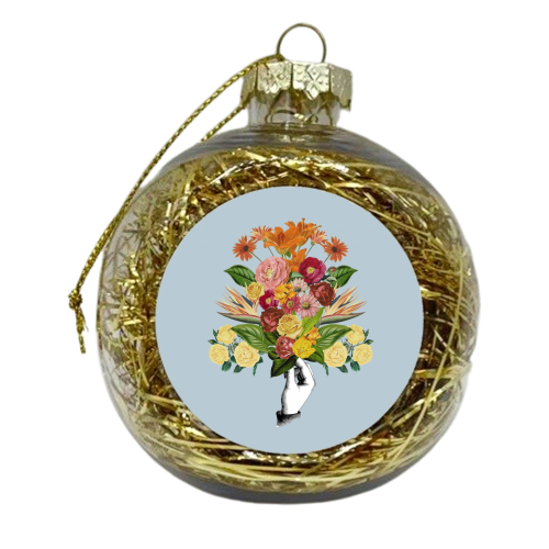 Botanical blue bouquet - xmas bauble by Frida Floral Studio