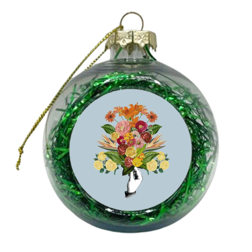 Botanical blue bouquet - xmas bauble by Frida Floral Studio