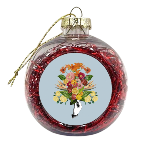 Botanical blue bouquet - xmas bauble by Frida Floral Studio