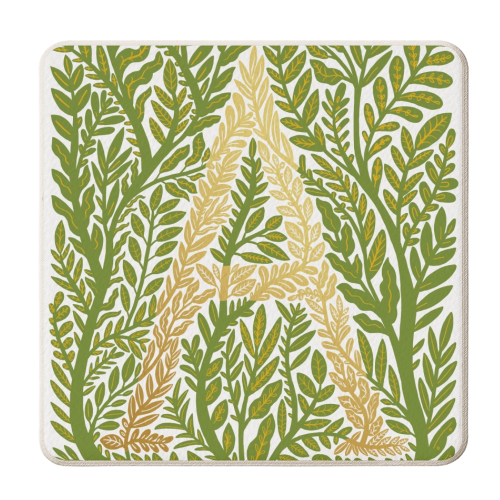 Botanical Metallic A Monogram - personalised beer coaster by Samantha Dolan