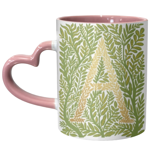 Botanical Metallic A Monogram - unique mug by Samantha Dolan