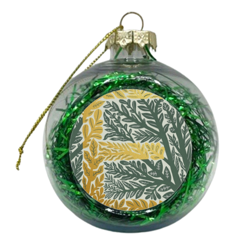 Botanical Metallic E Monogram - xmas bauble by Samantha Dolan