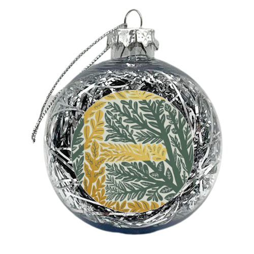 Botanical Metallic E Monogram - xmas bauble by Samantha Dolan