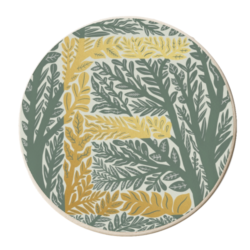 Botanical Metallic E Monogram - personalised beer coaster by Samantha Dolan