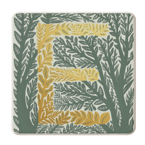 Botanical Metallic E Monogram - personalised beer coaster by Samantha Dolan