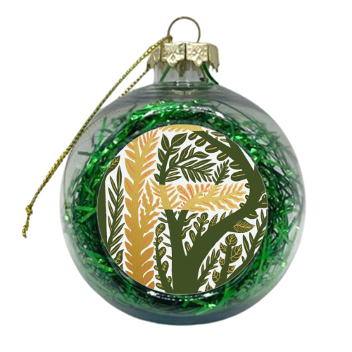 Botanical Metallic F Monogram - xmas bauble by Samantha Dolan