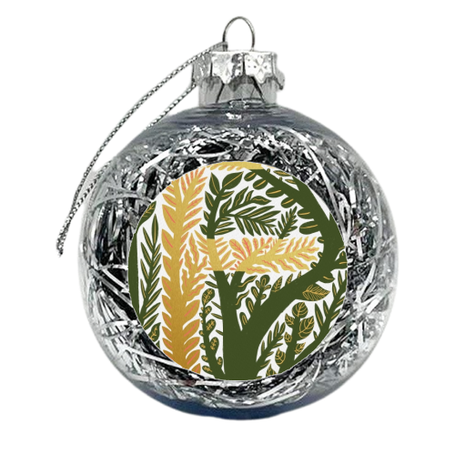 Botanical Metallic F Monogram - xmas bauble by Samantha Dolan