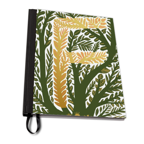 Botanical Metallic F Monogram - personalised A4, A5, A6 notebook by Samantha Dolan