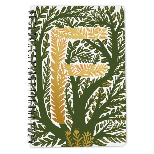 Botanical Metallic F Monogram - personalised A4, A5, A6 notebook by Samantha Dolan