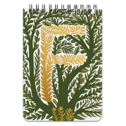 Botanical Metallic F Monogram - personalised A4, A5, A6 notebook by Samantha Dolan