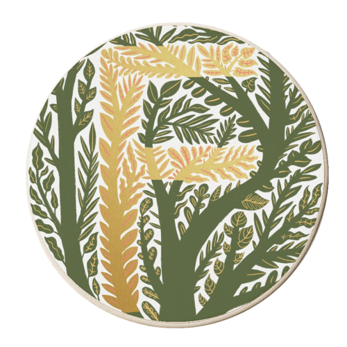 Botanical Metallic F Monogram - personalised beer coaster by Samantha Dolan