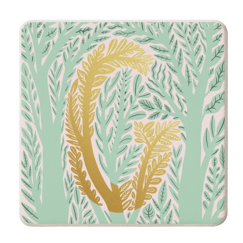 Botanical Metallic G Monogram - personalised beer coaster by Samantha Dolan