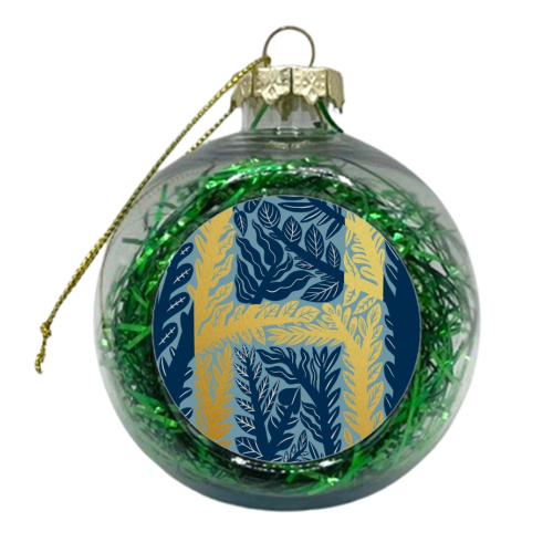 Botanical Metallic H Monogram - xmas bauble by Samantha Dolan