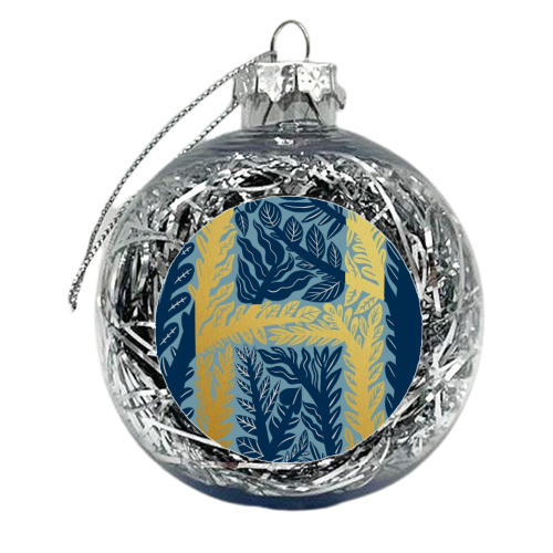 Botanical Metallic H Monogram - xmas bauble by Samantha Dolan