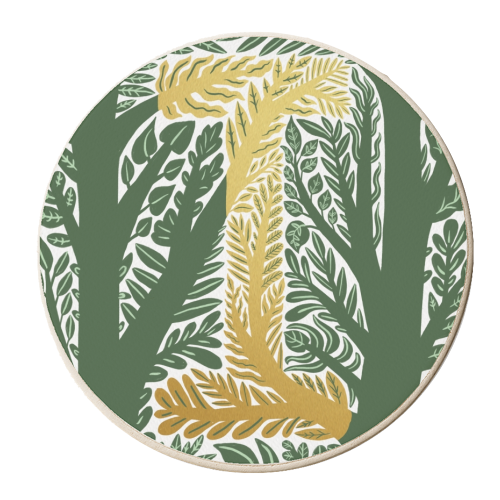 Botanical Metallic I Monogram - personalised beer coaster by Samantha Dolan