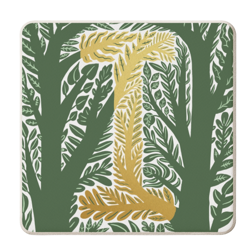 Botanical Metallic I Monogram - personalised beer coaster by Samantha Dolan