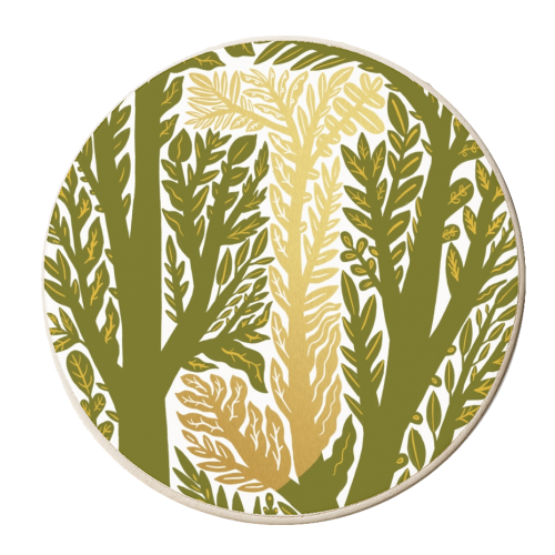 Botanical Metallic J Monogram - personalised beer coaster by Samantha Dolan