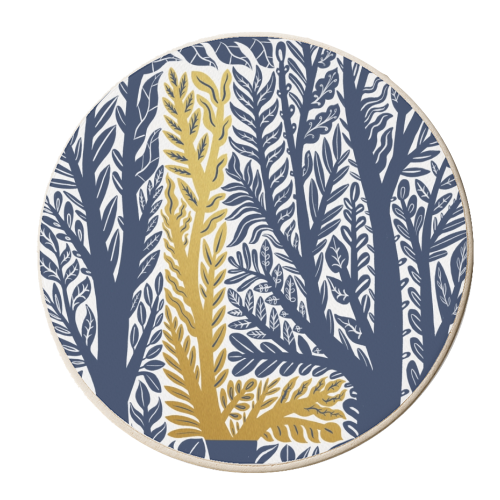 Botanical Metallic L Monogram - personalised beer coaster by Samantha Dolan