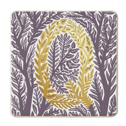 Botanical Metallic Q Monogram - personalised beer coaster by Samantha Dolan