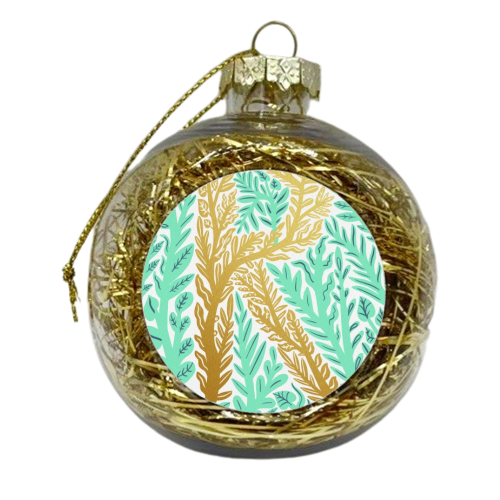Botanical Metallic R Monogram - xmas bauble by Samantha Dolan