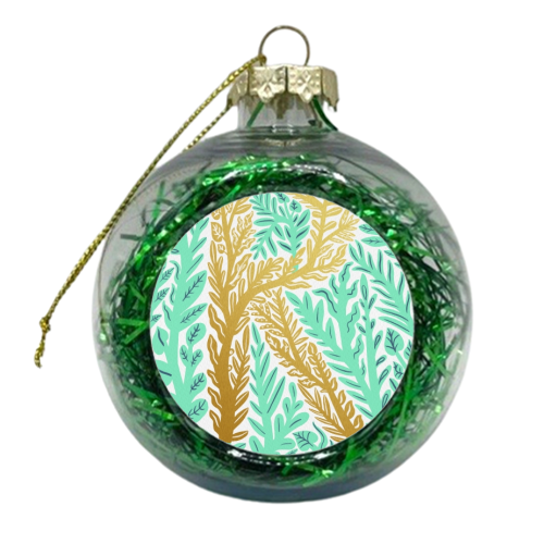 Botanical Metallic R Monogram - xmas bauble by Samantha Dolan
