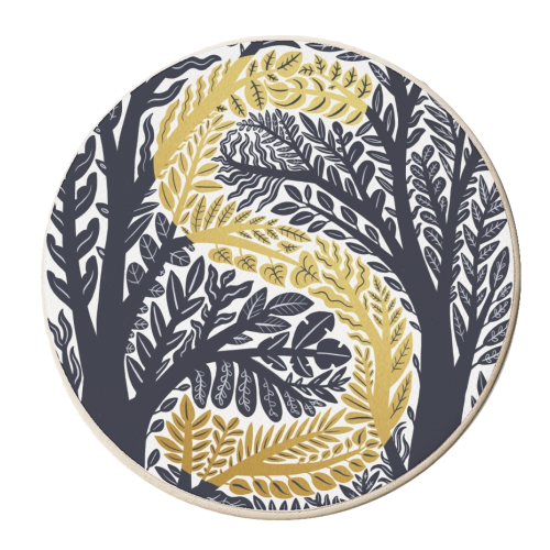 Botanical Metallic S Monogram - personalised beer coaster by Samantha Dolan
