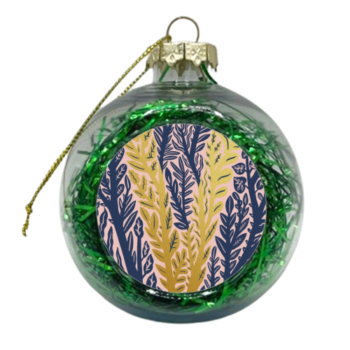 Botanical Metallic V Monogram - xmas bauble by Samantha Dolan