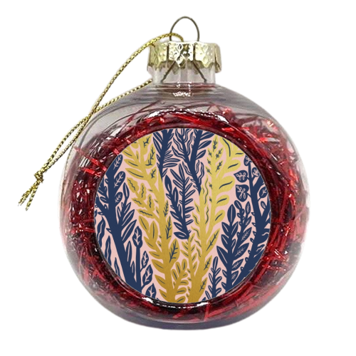 Botanical Metallic V Monogram - xmas bauble by Samantha Dolan