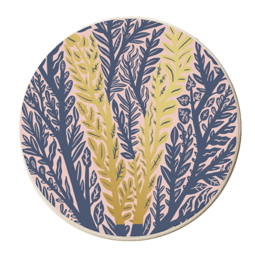 Botanical Metallic V Monogram - personalised beer coaster by Samantha Dolan