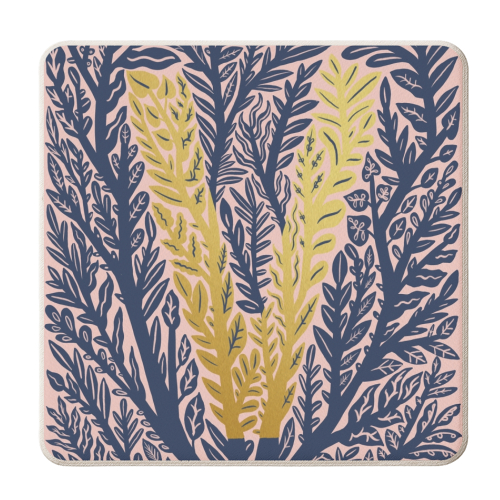Botanical Metallic V Monogram - personalised beer coaster by Samantha Dolan