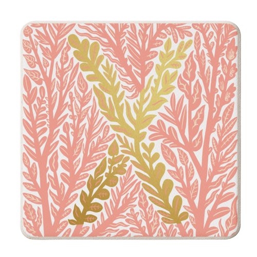 Botanical Metallic X Monogram - personalised beer coaster by Samantha Dolan