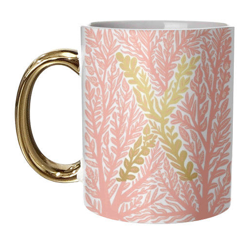 Botanical Metallic X Monogram - unique mug by Samantha Dolan