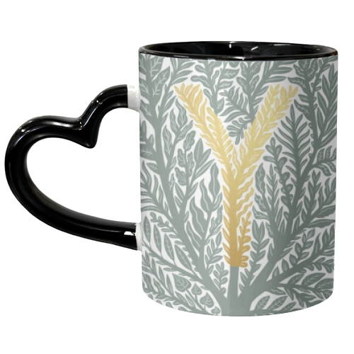 Botanical Metallic Y Monogram - unique mug by Samantha Dolan