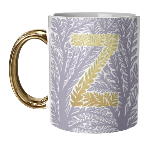 Botanical Metallic Z Monogram - unique mug by Samantha Dolan