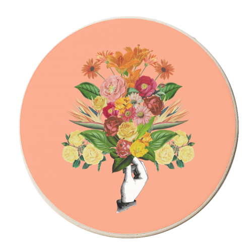 Botanical (Pink) - personalised beer coaster by Frida Floral Studio