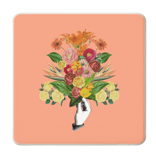 Botanical (Pink) - personalised beer coaster by Frida Floral Studio