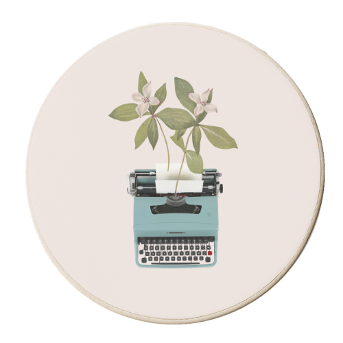 Botanical typewriter - personalised beer coaster by Frida Floral Studio