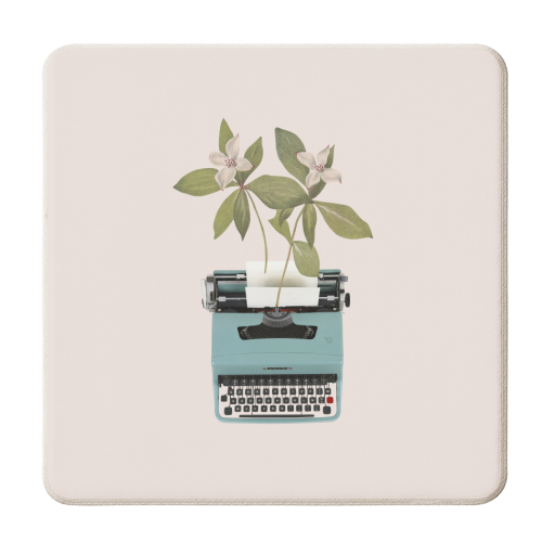 Botanical typewriter - personalised beer coaster by Frida Floral Studio