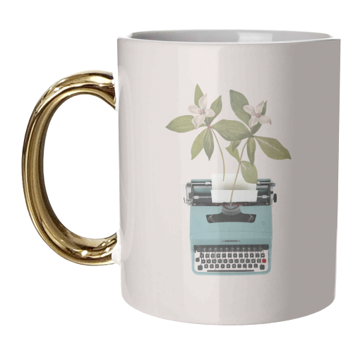 Botanical typewriter - unique mug by Frida Floral Studio