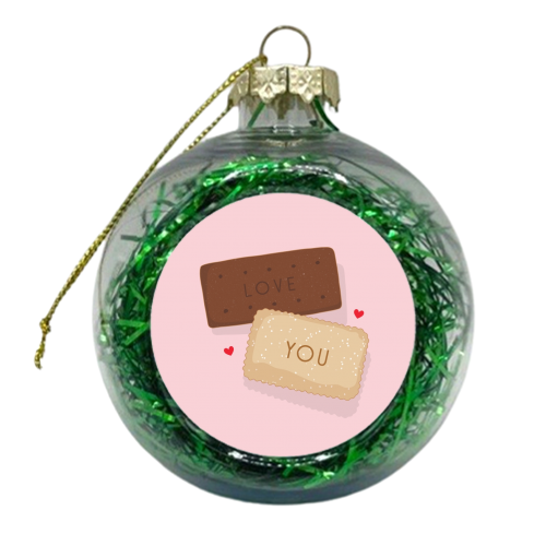 Bourbon and nice biscuit love print - xmas bauble by The Girl Next Draw