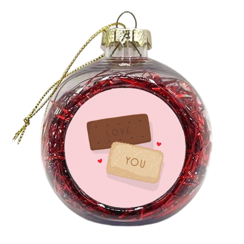 Bourbon and nice biscuit love print - xmas bauble by The Girl Next Draw