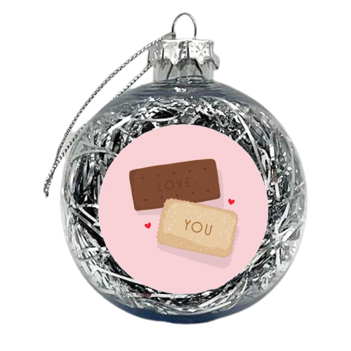 Bourbon and nice biscuit love print - xmas bauble by The Girl Next Draw