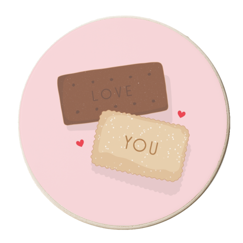 Bourbon and nice biscuit love print - personalised beer coaster by The Girl Next Draw