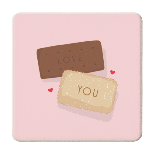 Bourbon and nice biscuit love print - personalised beer coaster by The Girl Next Draw