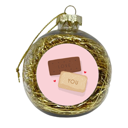 Bourbon and nice biscuit love print - xmas bauble by The Girl Next Draw