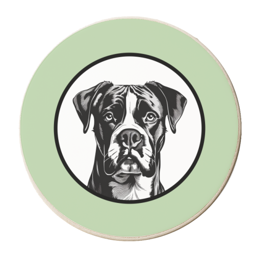 Boxer Dog Cameo Portrait (Sage Green) - personalised beer coaster by Adam Regester
