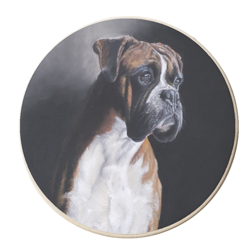 Boxer dog - Waiting - personalised beer coaster by Sarah Perry Fine Art
