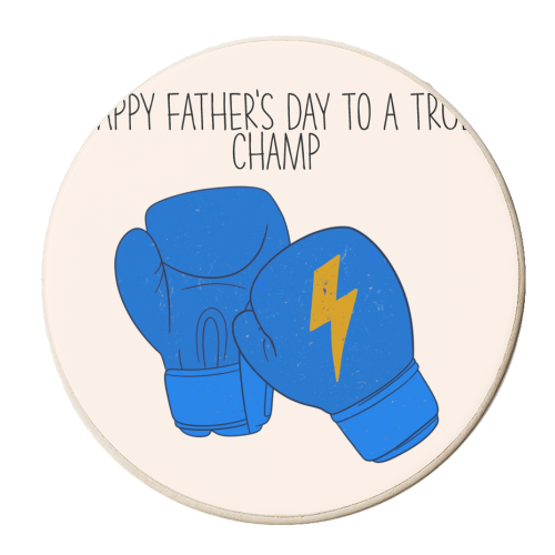 Boxing Glove Father's Day Design - True Champ - personalised beer coaster by Lisa Wardle