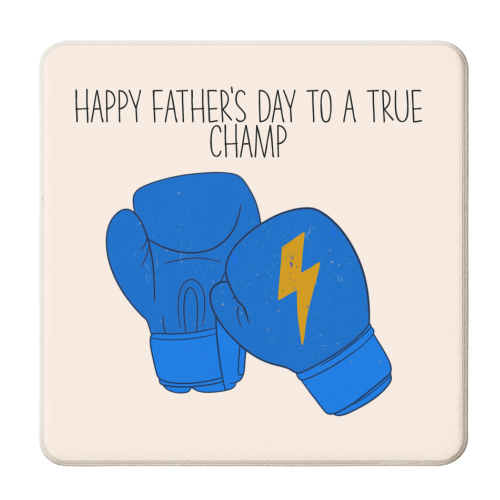 Boxing Glove Father's Day Design - True Champ - personalised beer coaster by Lisa Wardle